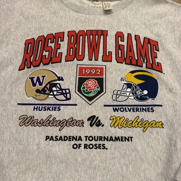 Champion Reverse Weave Rose Bowl 1992 UW vs. UMich Sweatshirt Large Crewneck - Picture 2 of 6